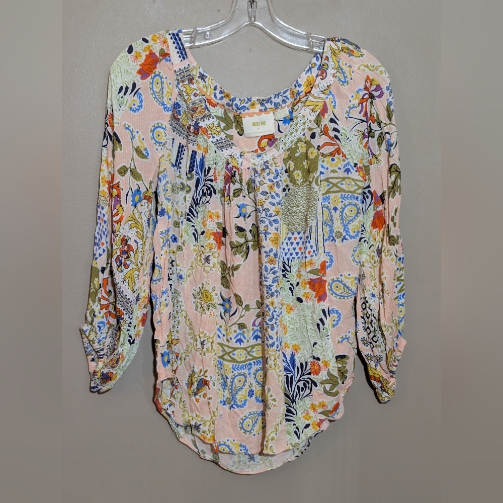 Anthropologie Mauve Floral Shirt, Size:8